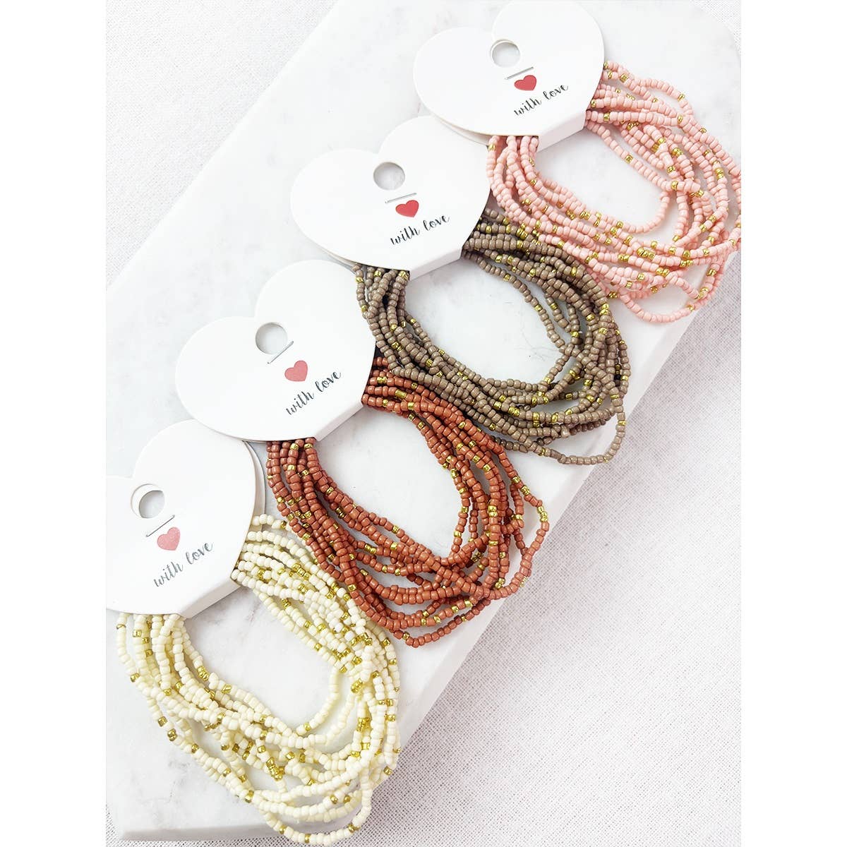 Multi Tone Stacked Seed Bead Bracelet: MIX COLOR / ONE(12)