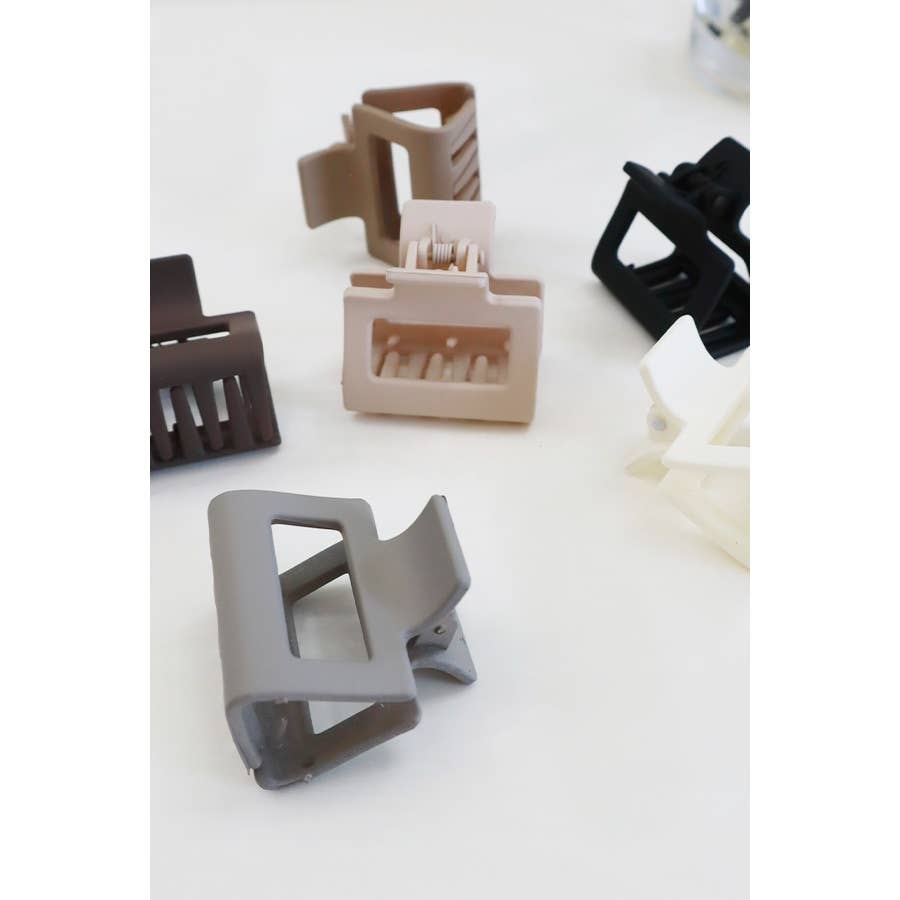 3-Pcs Neutral Color Mini Rectangle Hair Claw Set: MIX COLOR / ONE(12)