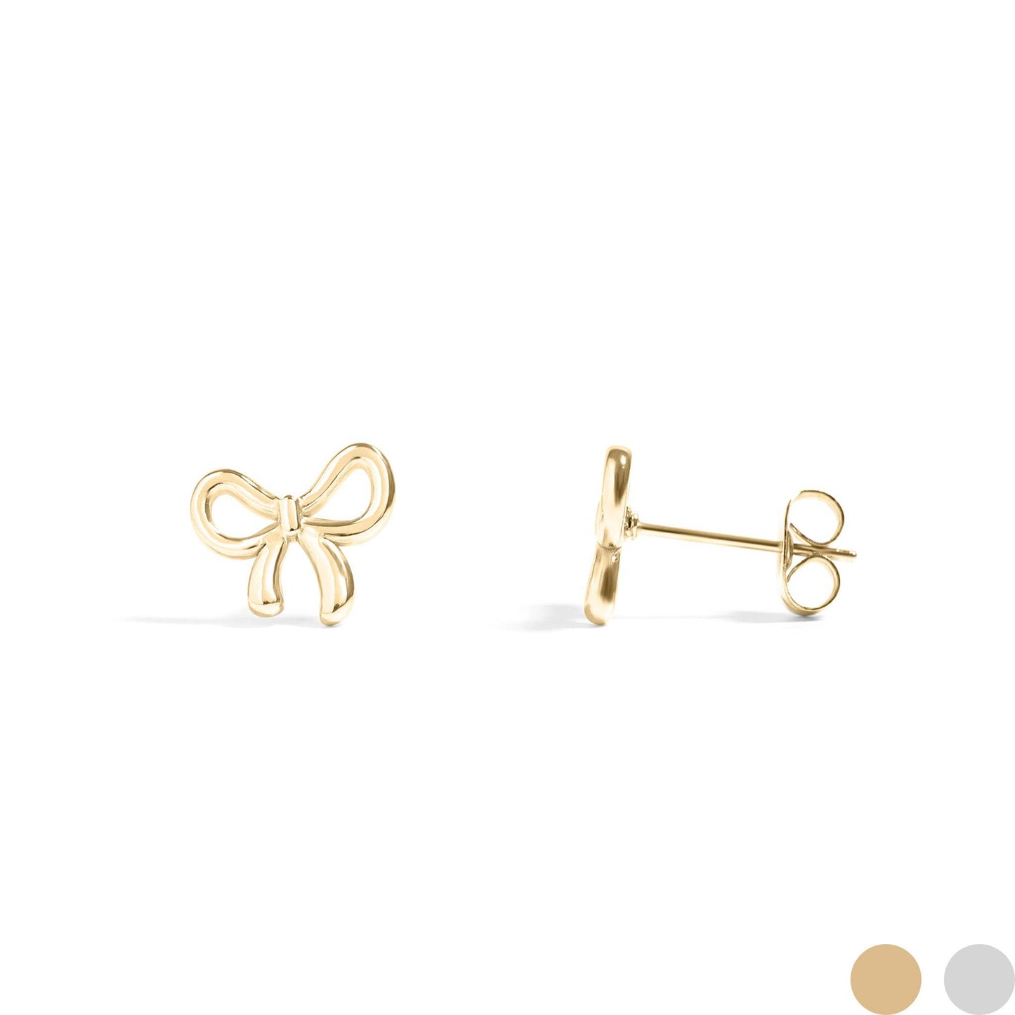 18K Gold PVD Stainless Steel Bow Stud Earrings: Stainless