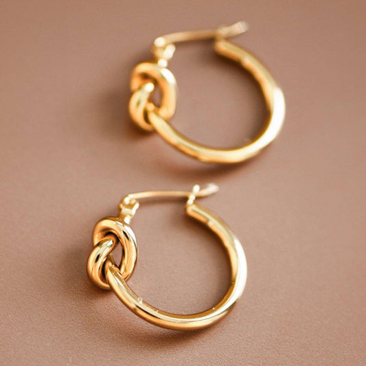 18K Gold Plated Waterproof Stainless Steel Hoop Earrings - Gold