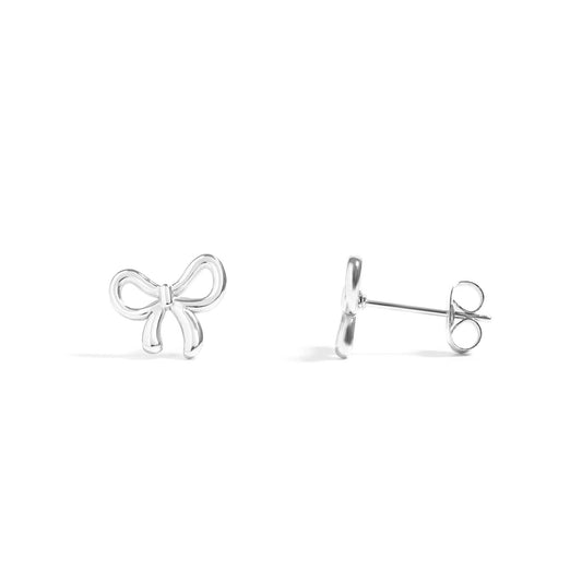 18K Gold PVD Stainless Steel Bow Stud Earrings: Stainless