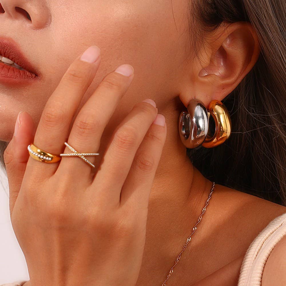 18K STAINLESS STEEL WATERPROOF TARNISH FREE HOOPS | 40E405: Silver