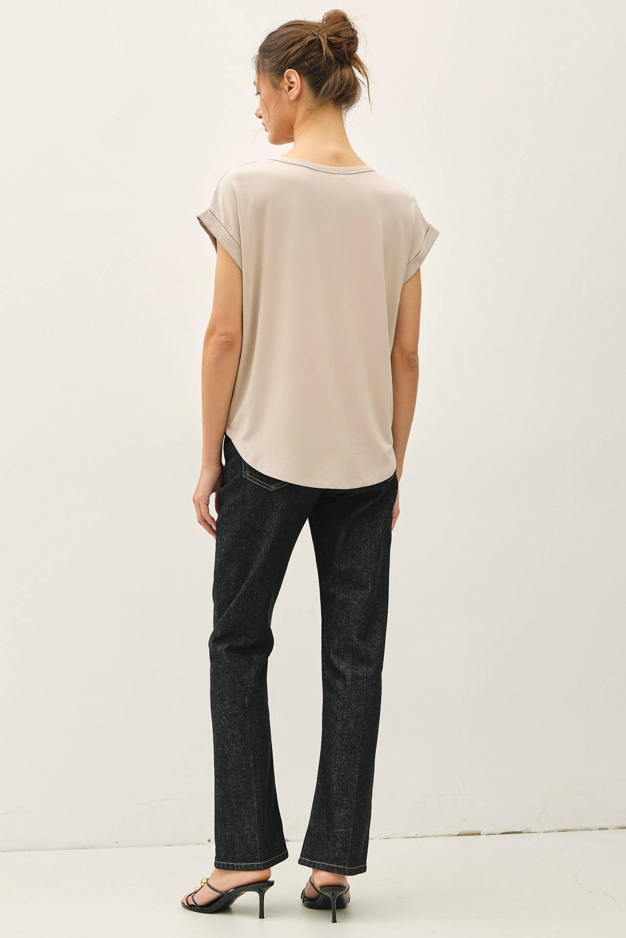 NEW COLOR-BAMBOO/MODAL ROUND NECK DOLMAN CAP SLEEVE T-SHIRT : OFF WHITE
