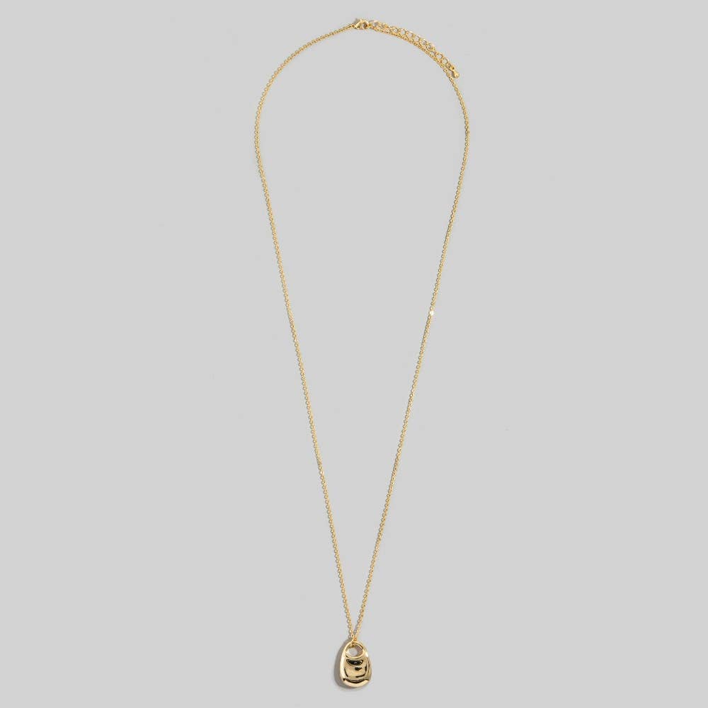 Oval Pendant Long Chain Necklace